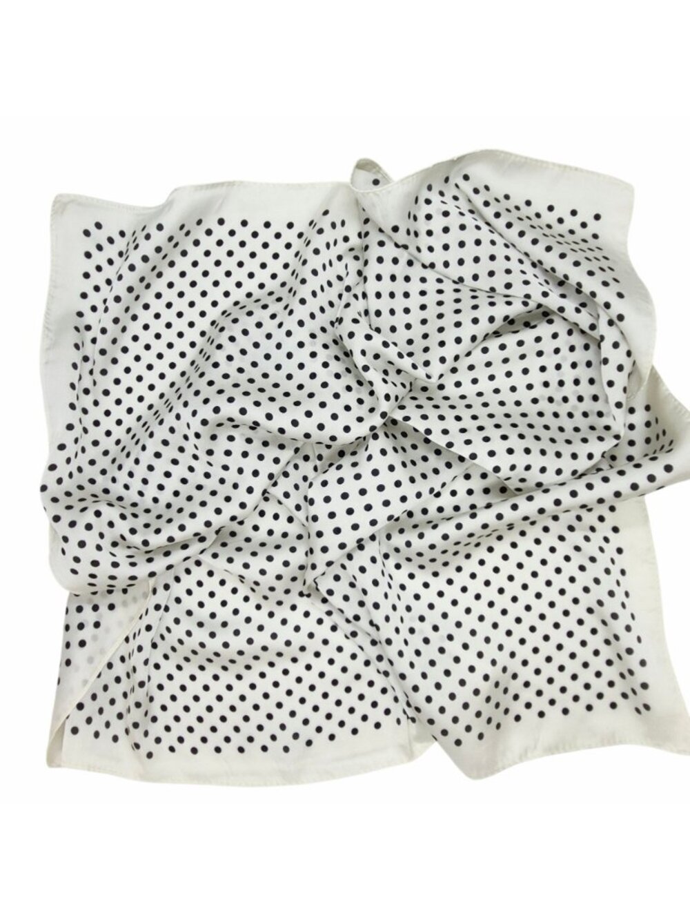 ✨Luxury Elegant Silky Soft Scarf White Black Polka Dot Square Wrap Accessory New - Picture 5 of 6